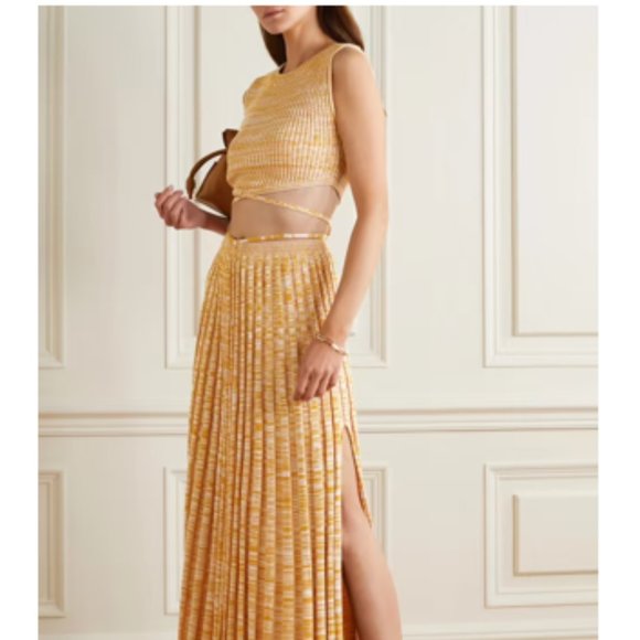 BNWT CHRISTOPHER ESBER CROPPED TIE TOP MÉLANGE RIBBED KNIT TOP M $480 - Picture 2 of 4